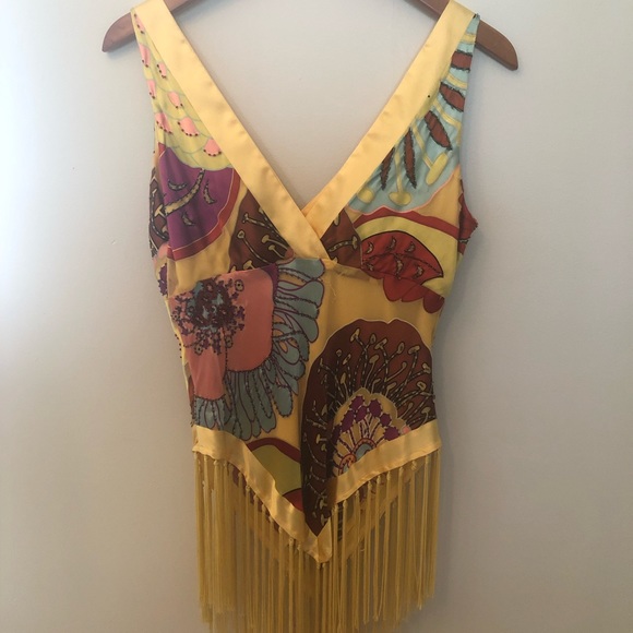 Caché beaded multi color Silk Tassel Top - Picture 2 of 5